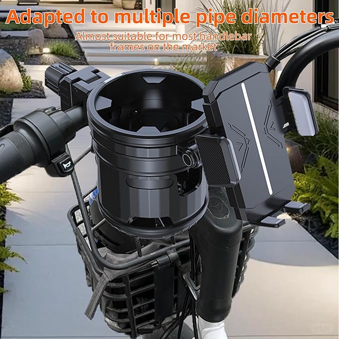 4-in-1 Universal Stroller Cup Holder – Adjustable Single/Double Cup & Phone Holder, 360° Rotatable, Anti-Slip Silicone Grip, Spill-Proof Design for Baby Strollers, bicycles,Wheelchairs, Shopping Carts