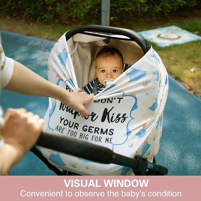 Metplus No Touch Sign Car Seat Cover for Babies, Mom Nursing Covers Breastfeeding Scarf, Multi Use Infant Carseat Canopy for Newborn Carrier/Stroller/Shopping Cart, Baby Shower Gifts for Boy Girl