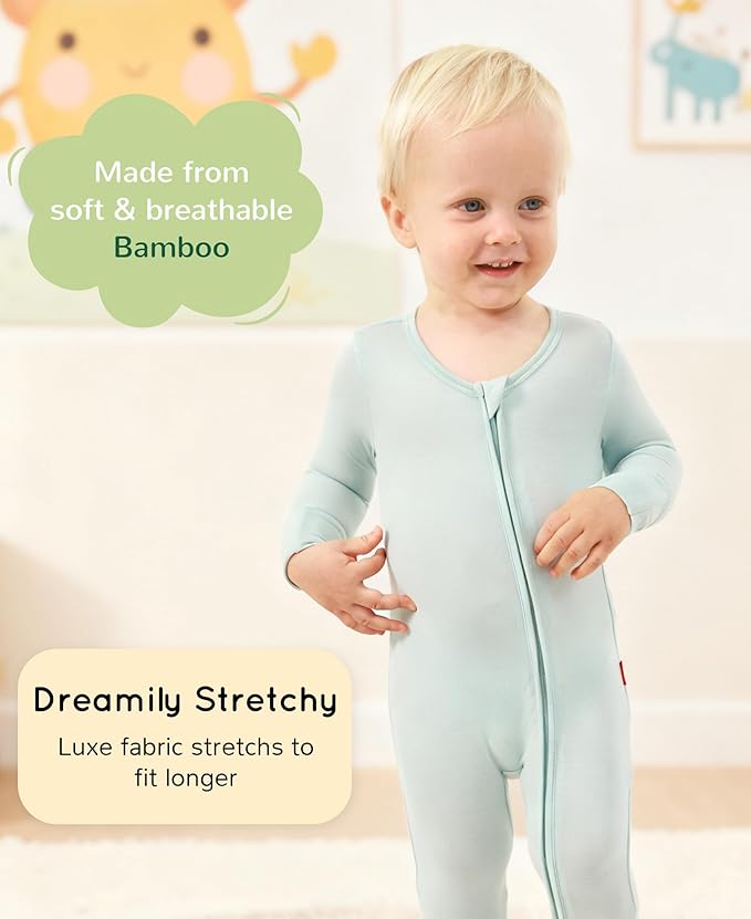 Footless Pajamas Baby Boy Girls, Viscose from Bamboo Baby Pajamas, Two Way Zipper Sleepers, Newborn Pjs