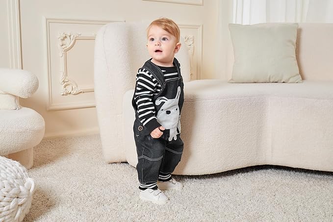 Cute Baby Boy Clothes Suit Toddler Boys' Striped long Sleeve T-Shirt+Denim Overalls Jumpsuit Pants Outfits Sets