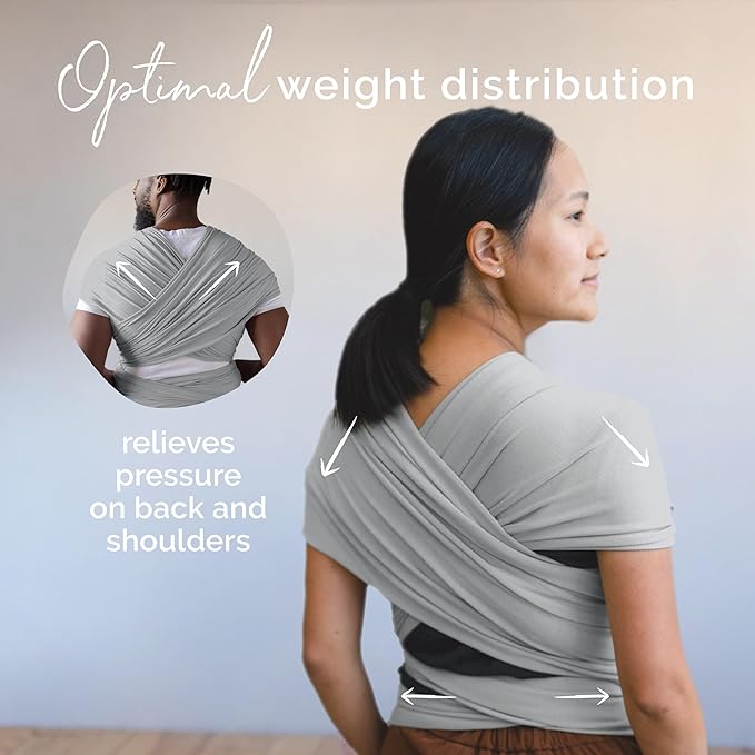 Boba Baby Wrap Carrier – Original Baby Sling Carrier for Newborns (7–35 lbs), Soft, Secure, Hands-Free & Ergonomic, Ideal for Comfortable Bonding, New Parents (Serenity Light Grey)