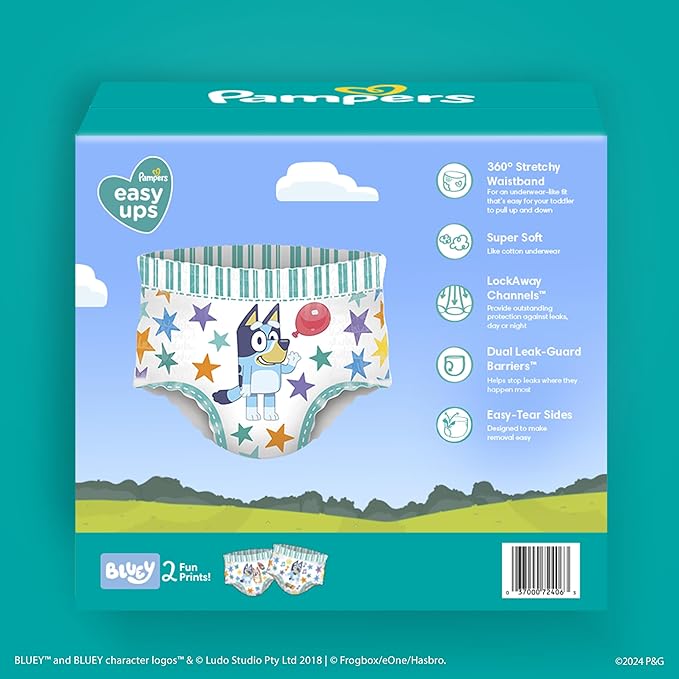 Pampers Training Pants - Easy Ups Boys & Girls Bluey - Size 4T-5T, 100 Count, Children's Potty Underwear (Packaging May Vary)