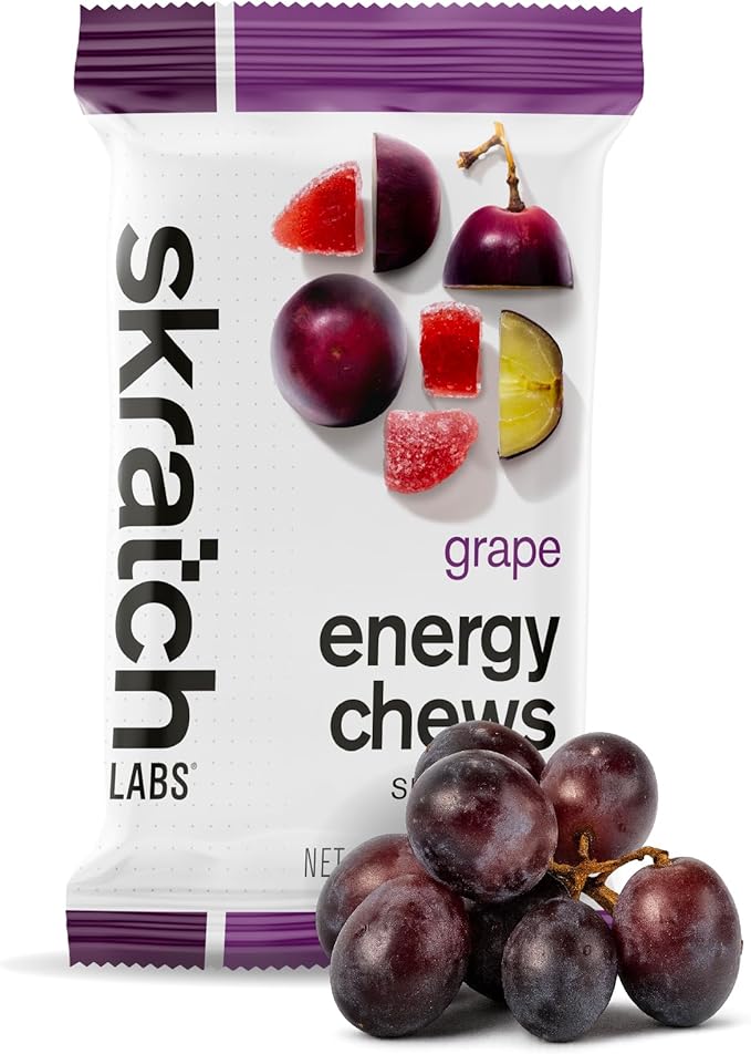 Skratch Labs Energy Chews | Gummies for Running, Cycling, and Sports Performance | Gel Alternative | Grape (10 Pack) | Gluten Free, Vegan