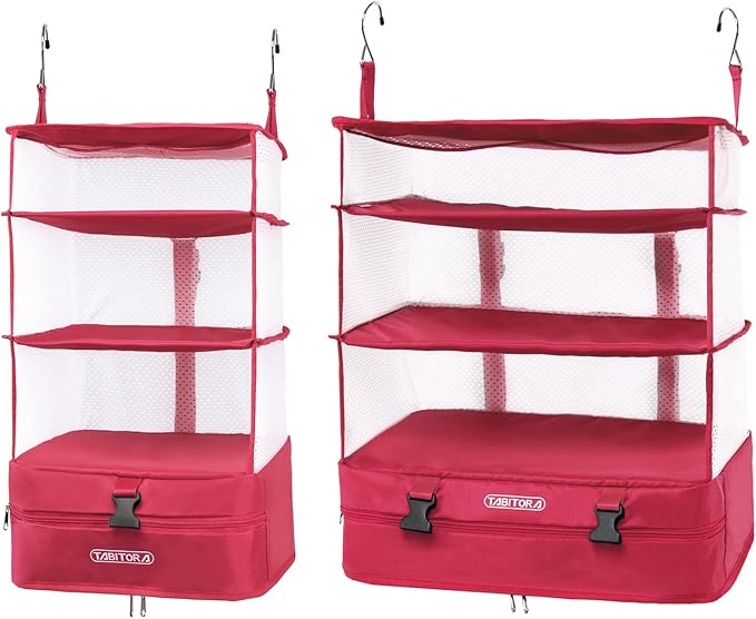 TABITORA Portable Hanging Travel Shelves Bag Packing Cube Organizer Suitcase Storage Large Capacity