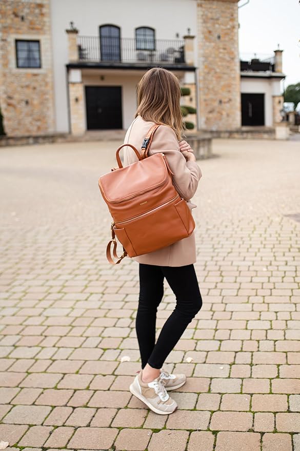 Leather Diaper Bag Backpack for Boy Girl Twins, Toddler Diaper Bag with Multiple Pockets, Cooler Compartment