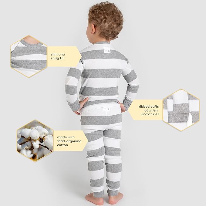 Burt's Bees Baby Boys' 2-Piece Long Sleeve Tee and Pants Organic Cotton Pajama Set
