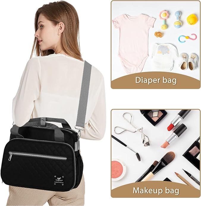 Crossbody Small Diaper Bag, Cute Mini Baby Diaper Tote Bags with Insulated Pockets for Traveling Outdoor Parent