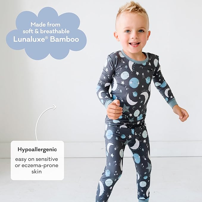 Little Sleepies Two-Piece Pajama Set for Boys & Girls, Soft Viscose from Bamboo Toddler Pajamas for Kids, Family Matching PJs