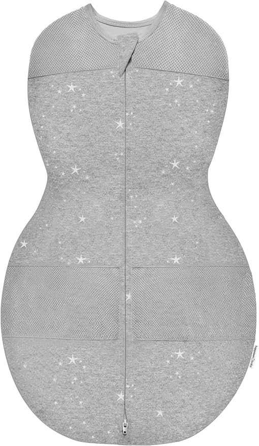 Happiest Baby Sleepea 5-Second Swaddle - 100% Organic Cotton Baby Swaddle Blanket - Doctor Designed Promotes Healthy Hip Development (Graphite Stars, X-Large)