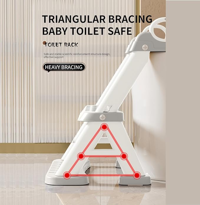 PandaEar Toilet Potty Training Seat with Step Stool Ladder, Comfortable Safe Potty Seat with Anti-Slip Pads Ladder & Bear Design for Kids Boys Toddlers -Grey