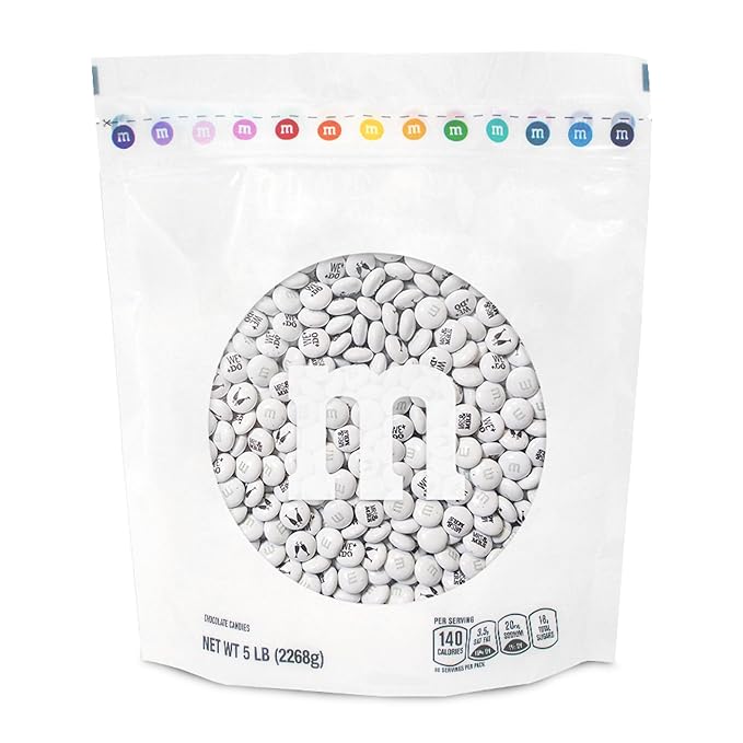 M&M’S WORLD “Mrs. and Mrs.” Milk Chocolate Candy, 5 lbs Bulk Candy for Wedding Decorations, Unique Favors, or Cake Topper