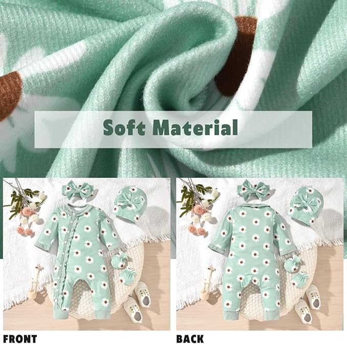 Aalizzwell Baby Girls Romper Outfit Fall Winter Clothes with Accessories