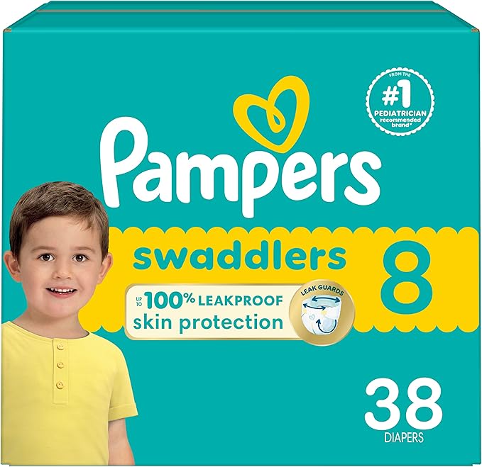 Pampers Baby Diapers - Swaddlers - Size 8, 38 Count, Ultra Absorbent Disposable Infant Diaper