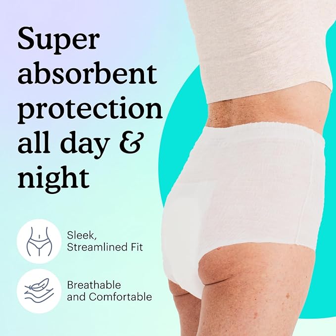 Because Overnight Absorbency Pull Ups - Adult Disposable Incontinence Underwear, Extra Absorbent Nighttime Briefs for Men and Women, White, Large, 20 Count