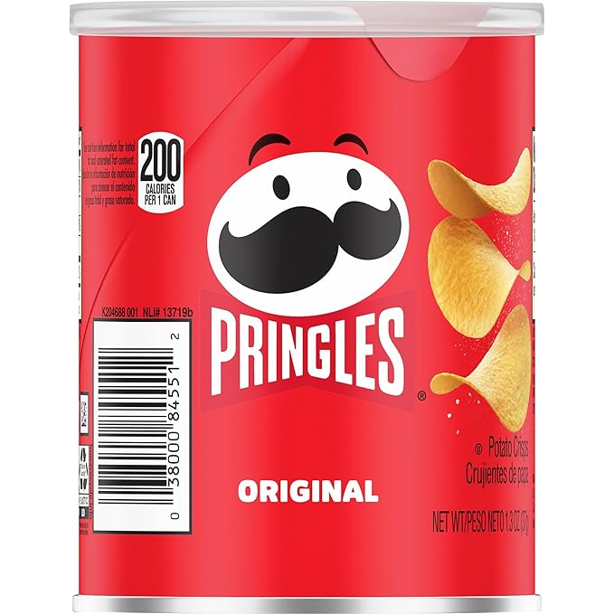 Pringles Potato Crisps Chips, Lunch Snacks, Office and Kids Snacks, Grab N' Go, Original (12 Cans)