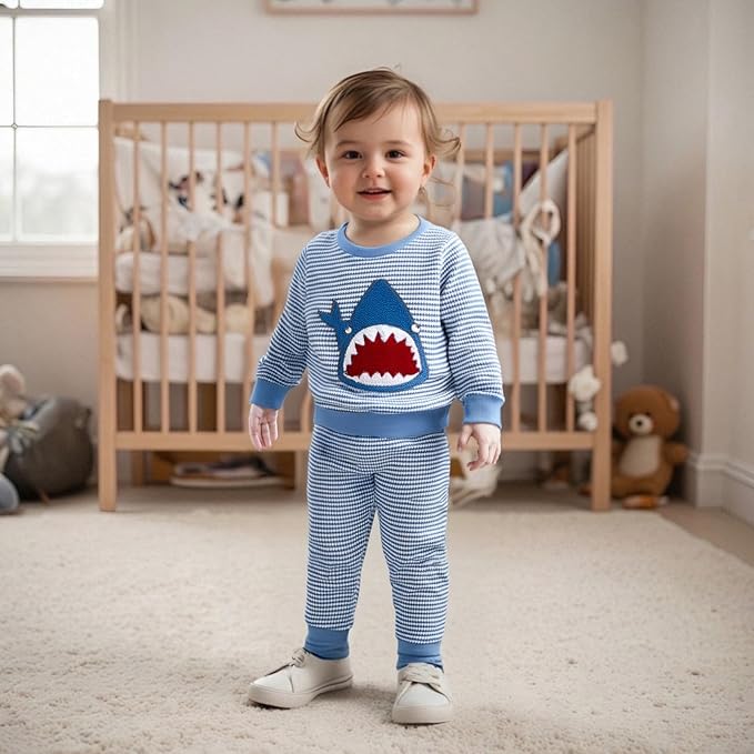 CIYCUIT Toddler Baby Boy Outfits Striped Sweatshirt Pants Clothes Set