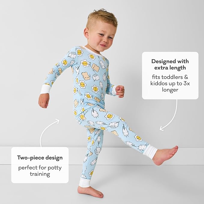 Little Sleepies Two-Piece Pajama Set for Boys & Girls, Soft Viscose from Bamboo Toddler Pajamas for Kids, Family Matching PJs