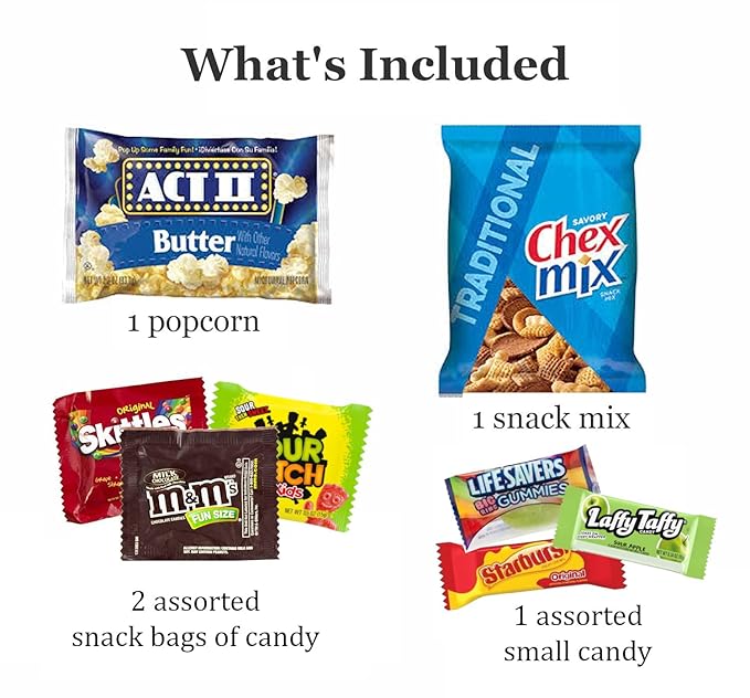 Kids Movie Night Popcorn Bucket – Pre-Filled Snack Basket Candy Bouquet with Popcorn, Candy, Cookies & Surprise (Movie Night Chocolate Chip)