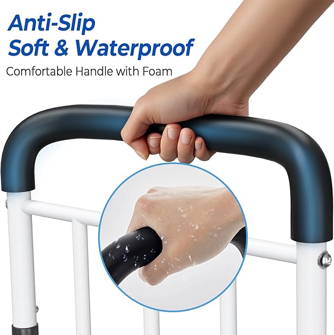 Bed Rails for Elderly Adults Safety - ASTM Compliant Adjustable Bed Cane 2026 Upgrade with Non-Slip Ergonomic Handle & Storage Pocket, Bed Railings for Seniors Support 400 LBS, Tool-Free