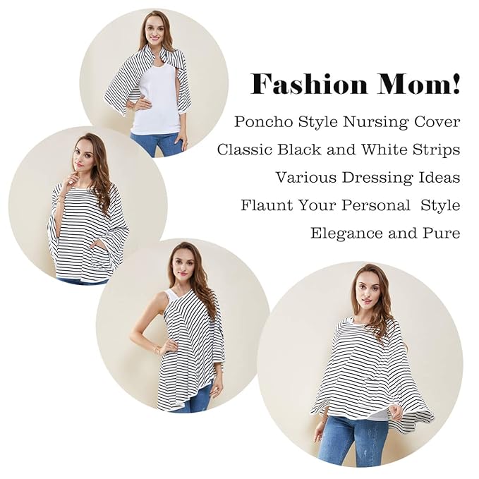 Baby Nursing Cover & Nursing Poncho - Multi Use Cover for Baby Car Seat Canopy, Shopping Cart Cover, Stroller Cover, 360° Full Privacy Breastfeeding Coverage, Baby Shower Gifts for Boy&Girl