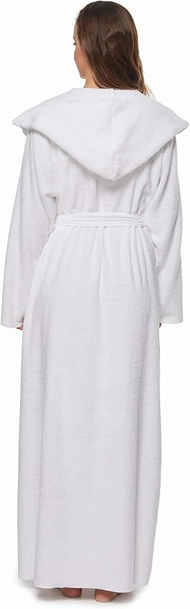 Arus Women's Princess Robe Ankle Long Hooded Lightweight Turkish Cotton Bathrobe