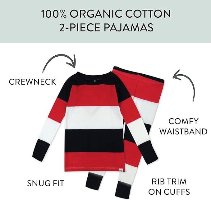 HonestBaby unisex-baby Celebration 2-piece Pajamas Sleepwear Pjs 100% Organic Cotton for Baby, Toddler, Kids