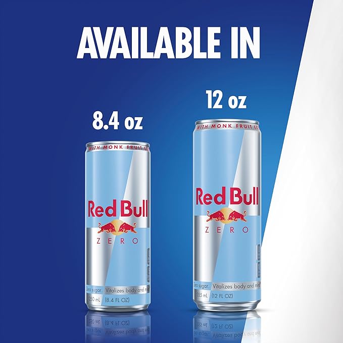 Red Bull Zero Energy Drink, 12 fl. oz., with 114mg Caffeine, Taurine & B Vitamins, 6 Packs of 4 Cans, Pack of 24
