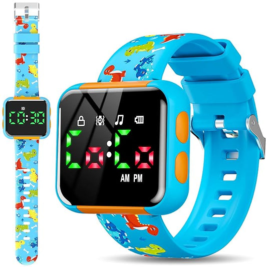 Potty Training Watch for Kids: Water Resistant Potty Watches for Toddler Boys Adjustable Volume Rechargeable Toilet Reminder Dinosaur Toddler Watch Birthday Gifts for 2 3 4 Year Old Boy(Blue)