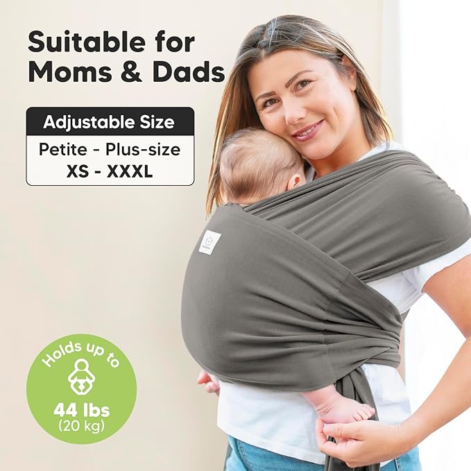 KeaBabies Baby Wrap Carrier Ring Sling - Easy to Wear, Adjustable D-Lite Baby Carrier Newborn to Toddler, Infant Carrying Shirt, Hands Free Bonding, Breathable Fabric Wearing Wrap (Graphite)