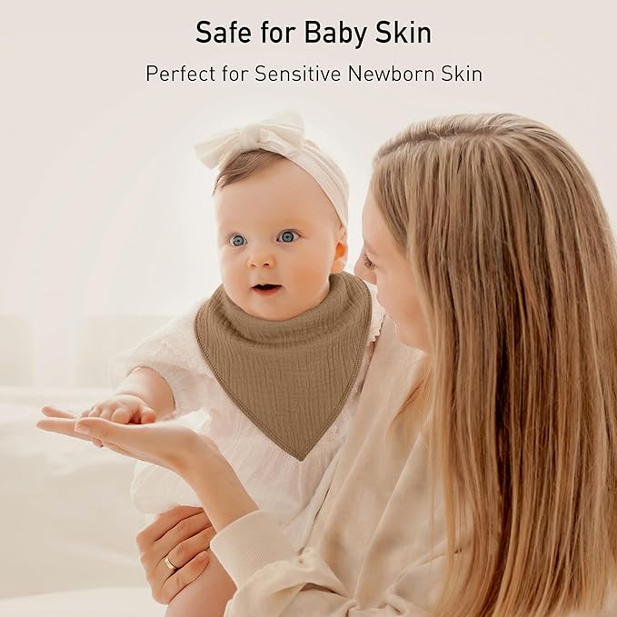 Muslin Baby Bibs 8 Pack, Baby Bandana Drool Bib for Drooling and Teething, Cotton Soft Absorbent for Girls Boys