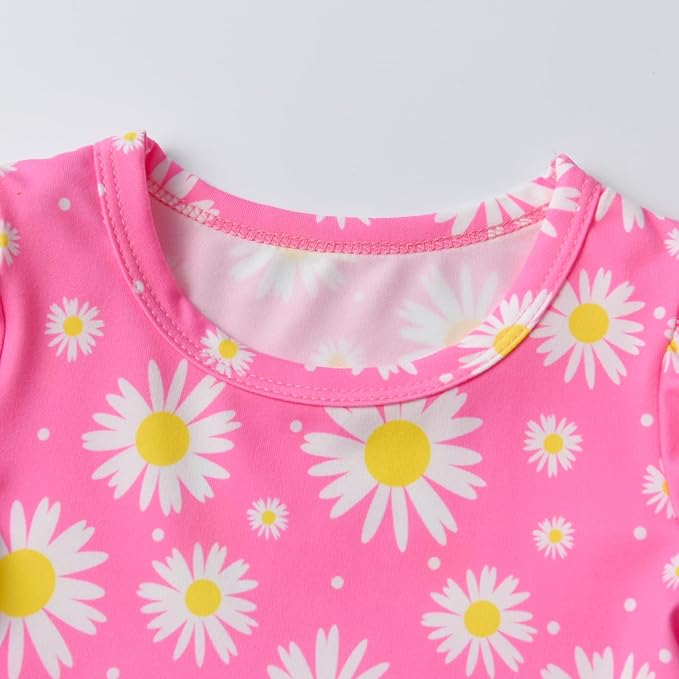 3PCS Baby Girl Clothes Ruffle Floral Shirt Tops Pants Headband Outfit Sets