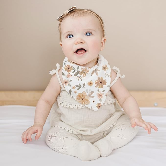 Konssy Muslin Baby Bibs 10 Pack Baby Bandana Drool Bibs 100% Cotton for Unisex Boys and Girls, Soft Absorbent Set for Teething and Drooling