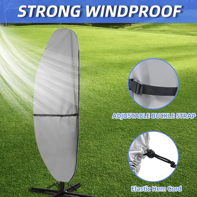 Patio Umbrella Parasol Cover - 600D Waterproof Anti-UV Fits 12-14 Feet