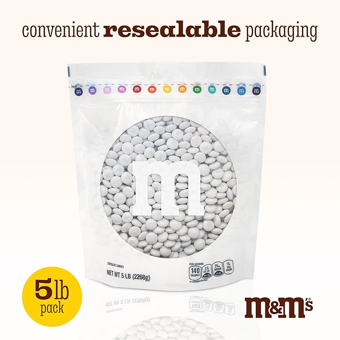 M&M’S WORLD Candy Bulk - Pearl Milk Chocolate for Candy Bar, Chocolate for Weddings, Birthdays, Graduations, Party Favors, Easter, Holiday, Birthday Party Favors and more, 5 lbs