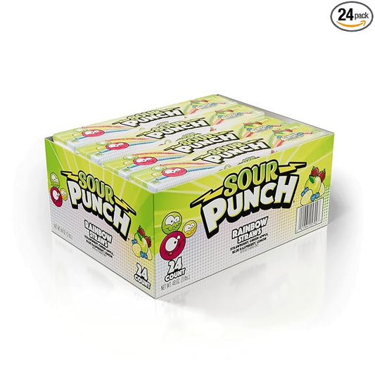 Sour Punch Rainbow Sour Straws, 2 Ounce (Pack of 24)
