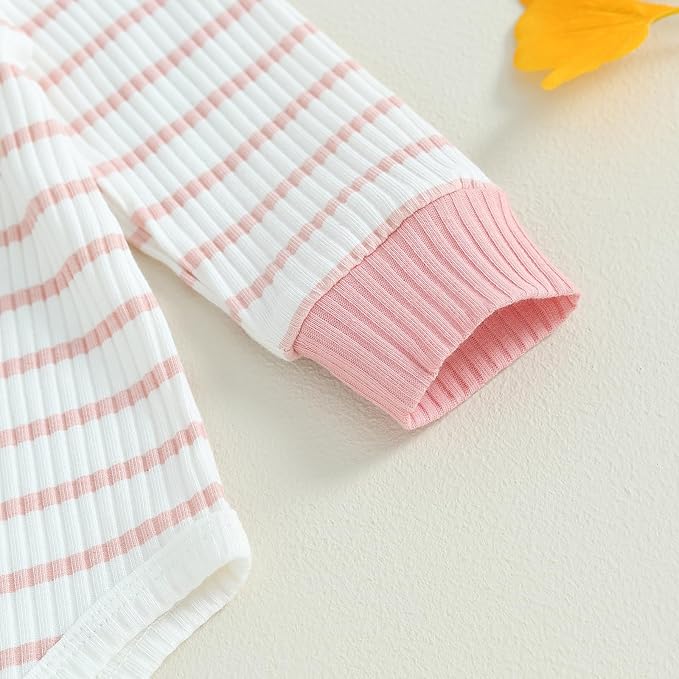 Newborn Baby Boy Girl Clothes Ribbed Knitted Long Sleeve Romper Pants Solid Cotton Infant Fall Winter Outfits 2Pcs