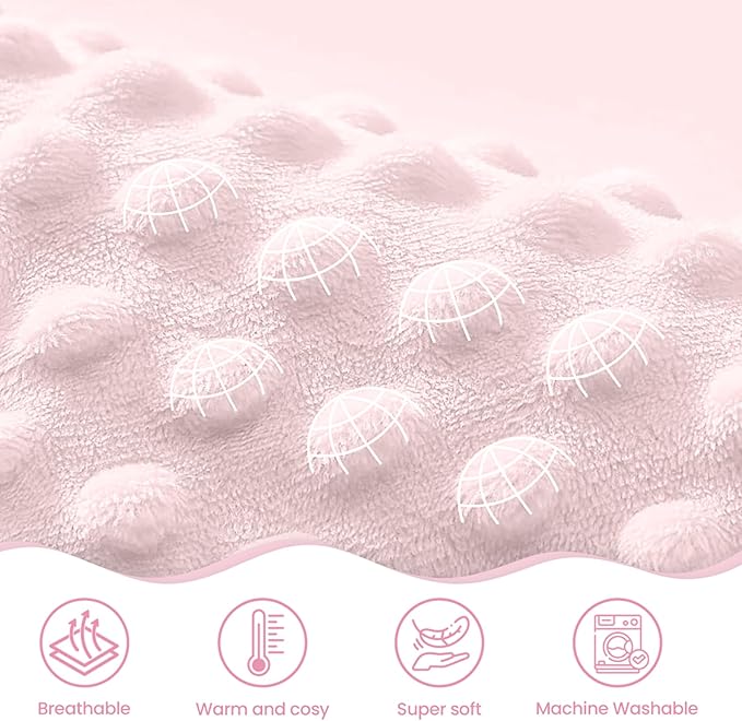 SANDJEST Kid Blankets for Girls 30 x 40 - Kids Throw Minky Blankets with Layer Dotted Backing - Gifts for Birthday Nursery Room Decor
