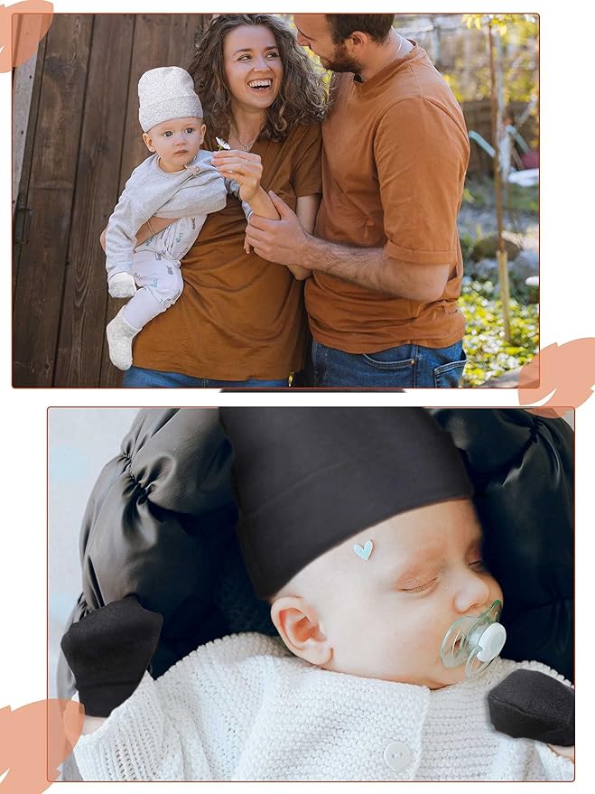 Baby Hats Mittens and Socks Set Unisex Cotton Beanie Cap and Scratch Mitten Non-Slip Baby Ankle Socks for Boys and Girls