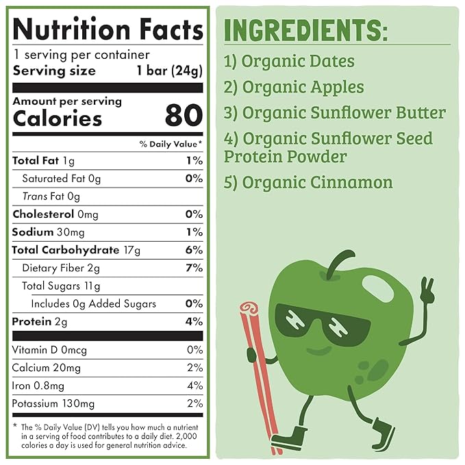 Skout Organic Apple Pie Kids Snack Bars (18 Pack) | Organic Kids Snack Bars | School Snacks & Lunch Snacks | No Refined Sugar | Vegan & Paleo | Gluten, Dairy, Grain, Peanut Free