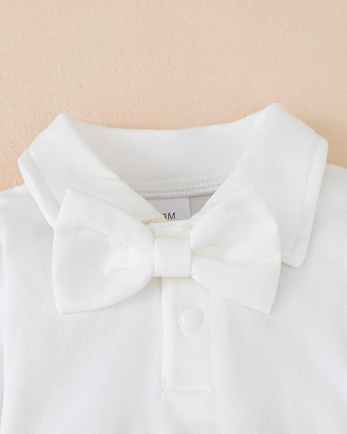 Newborn Baby Boy Clothes Gentleman Wedding Suit Infant Outfits Formal Dress Shirt+Bowtie+Suspender Pants