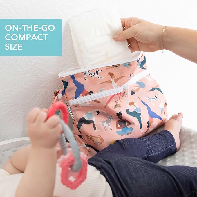 Bumkins Waterproof Wet Dry Clutch Bag for Baby, Travel, Swim Suit, Cloth Diapers, Pump Parts, Pool, Gym Clothes, Toiletry, Hook to Stroller, Pack for Daycare, Zip Bag, Packing Pouch, Yoga Pals