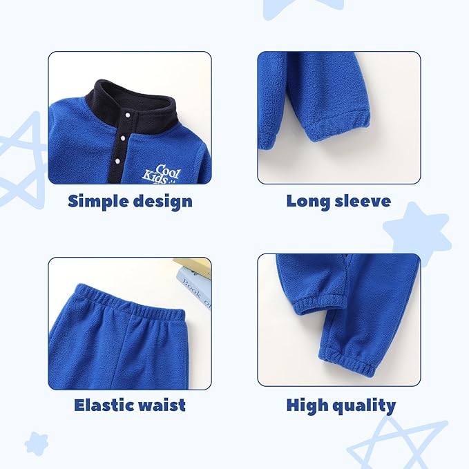 YOUNGER TREE Toddler Boy Girl Clothes Fleece Fall Winter Outfit Baby Long Sleeve Button Sweatshirt and Pants Sweatsuits Set