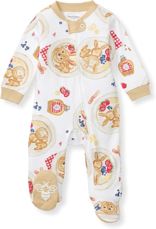 Burt's Bees Baby Baby Girls Pajamas, Zip Front Non-Slip Footed Sleeper Pjs, 100% Organic Cotton