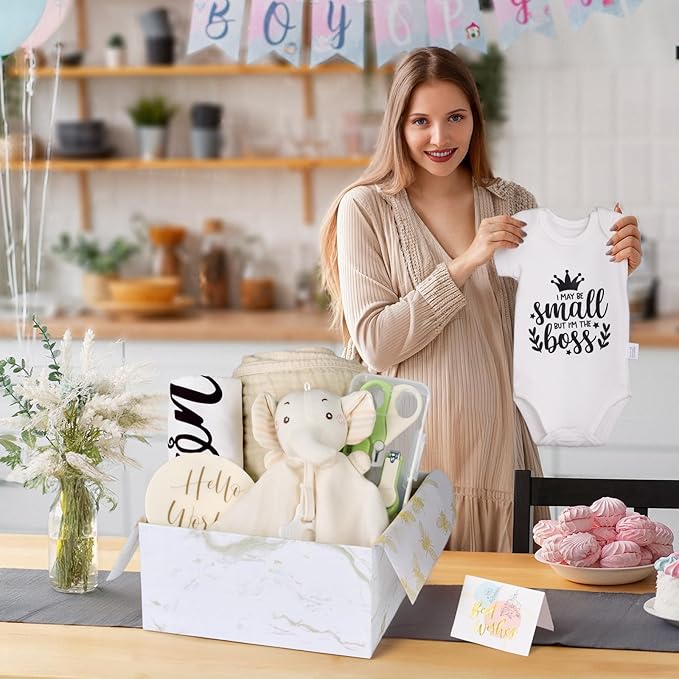 Gender Reveal Gifts,8Pcs for Newborn Boys&Girls, for First Time Expecting Parents to Be, Pregnancy Announcement & Baby Arrival Gift Basket