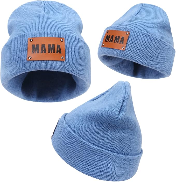 Parent-Child Beanie Hat,Mother & Baby Daughter/Son Winter Warm Knit Hat,Kids Soft Beanie Cap
