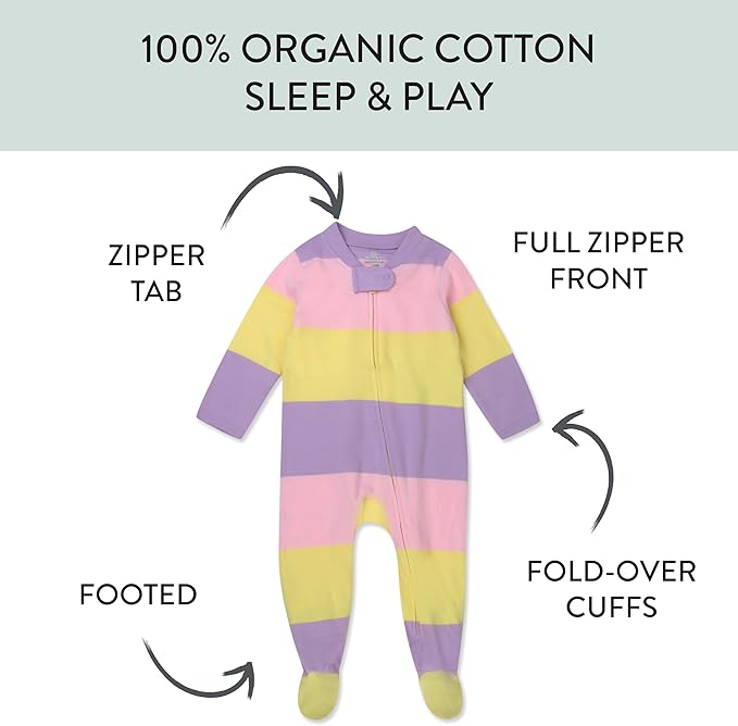 HonestBaby Baby Celebration Sleep & Play Footed One-Piece Pajama Sleeper 100% Organic Cotton