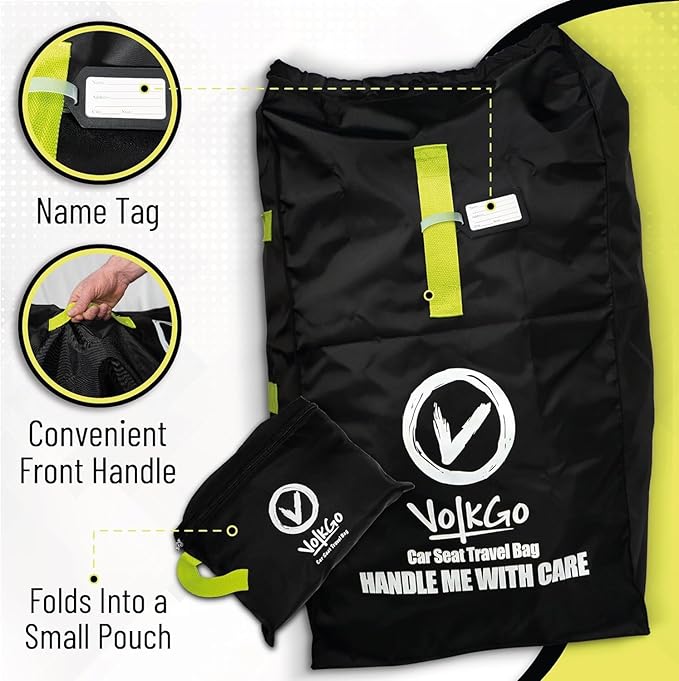 V VOLKGO Car Seat Travel Bag For Airplane with Padded Backpack Shoulder Straps, Gate Check Bag, Car Seat Bags for Air Travel Carseat Travel Cover, Carseat Travel Bag Cover for Airplane Travel