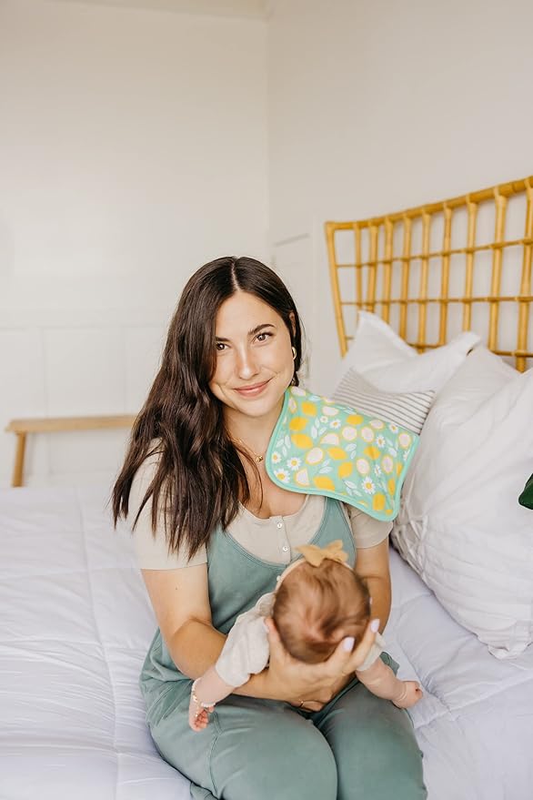 Copper Pearl Premium Baby Burp Cloths - 3-Pack Large Cotton Burp Cloths, Extra Soft Spit Up Rags with 3 Absorbent Layers, Perfect for Baby Girl Gifts (21" x 10" Size, Lemon Set)