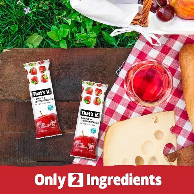 That's it. (48 Count) Variety Pack | Strawberry, Blueberry, Mango & Cherry flavors | 100% Natural Real Fruit bars. Strawberry. Plant-based, Vegan, gluten-free. No added Sugar. Top 12 allergen free