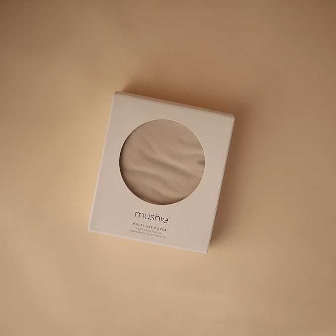 mushie Baby Car Seat Canopy Cover | Breathable & Stretchy Multi Use Cover for Breastfeeding, Nursing, High Chair, Shopping Cart, Strollers (Fog)